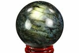 Flashy, Polished Labradorite Sphere - Great Color Play #105789-1